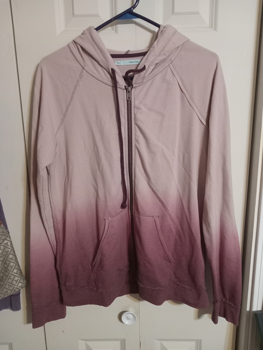 Maurices Dusty Rose and Mauve Zip Hoodie